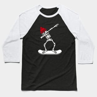 Dab dabbing skeleton snowboard Baseball T-Shirt